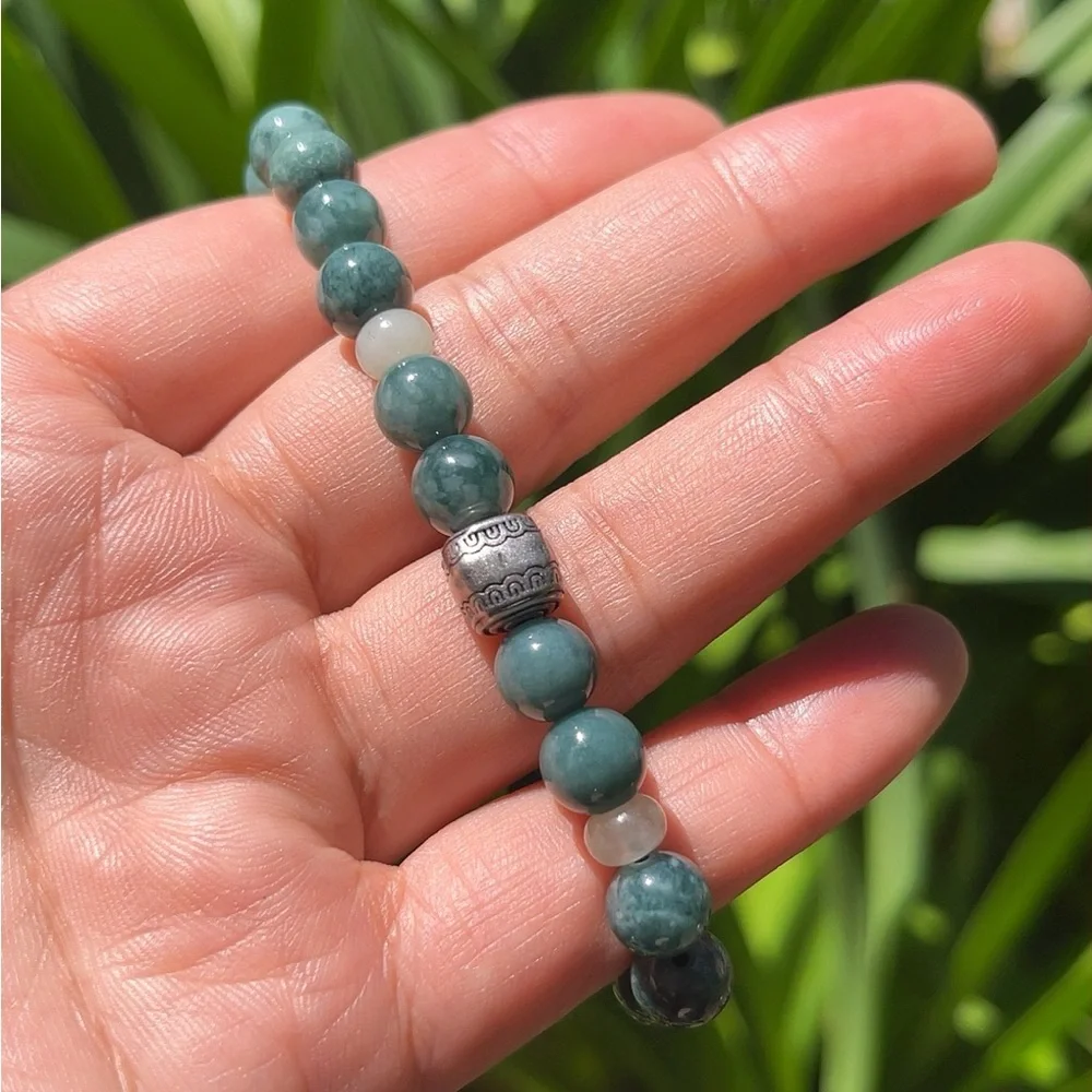 8mm stretchable blue water‎ jade bracelet
